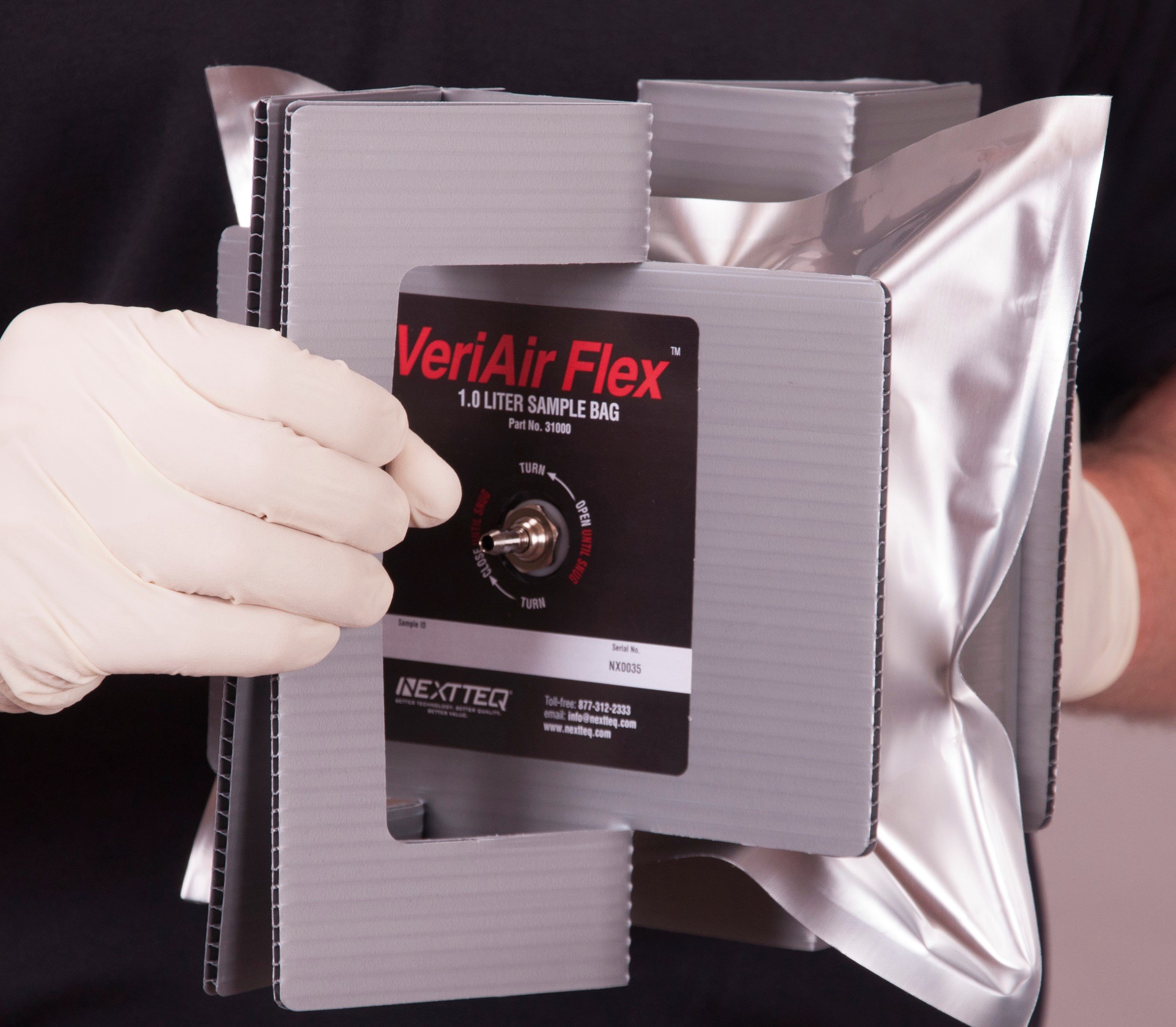VeriAir Flex Tedlar Bag, 1 Liter w/Aluminum Valve