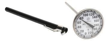 Bi-Metal Thermometer, 8" stem -40/160F 1-3/4" Dial 