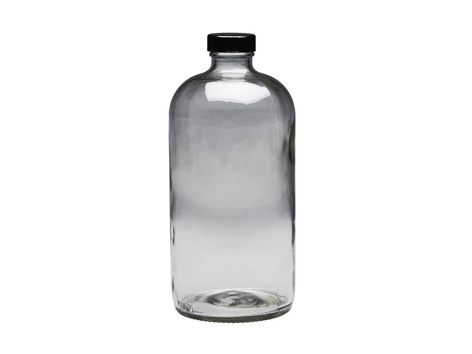 Boston Clear Narrow Mouth Round Bottle, 16 oz 